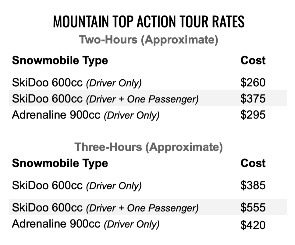 Snowmobile Rates_25-26_Mountain Top
